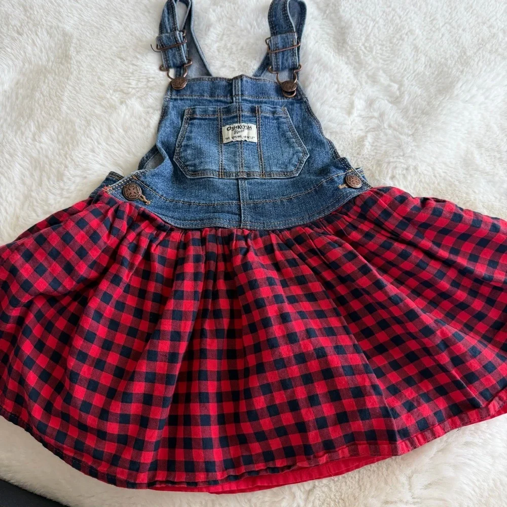 OshKosh B’gosh Denim & Buffalo Plaid Jumper Dress | Girls 4T